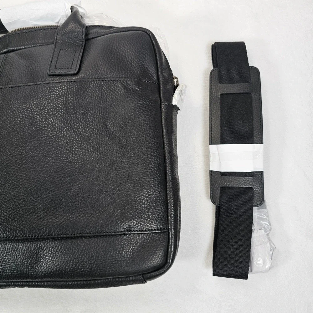 Johnston & Murphy Briefcase Mens Leather Laptop Business Bag Black‎ OS